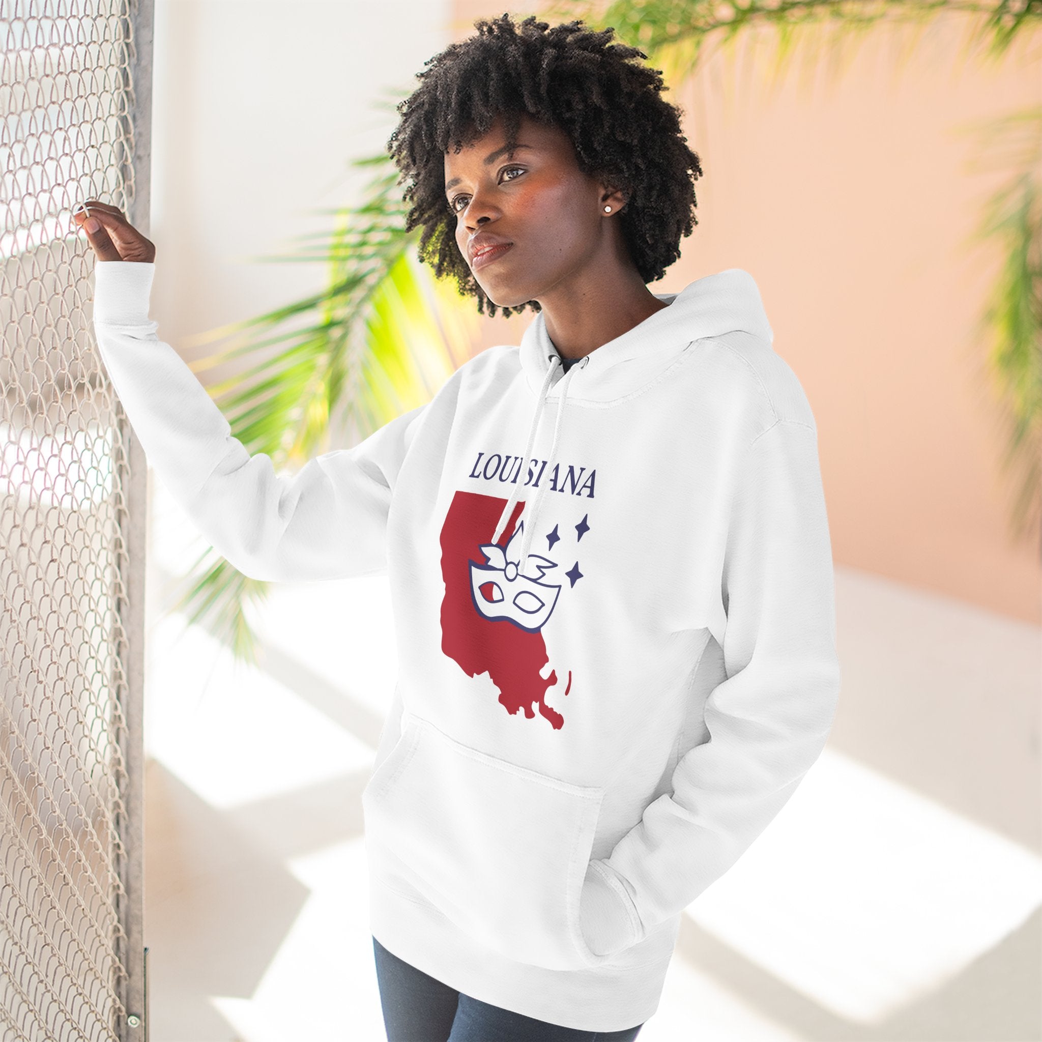 Louisiana Pride Unisex White Hoodie for Winter Glamour