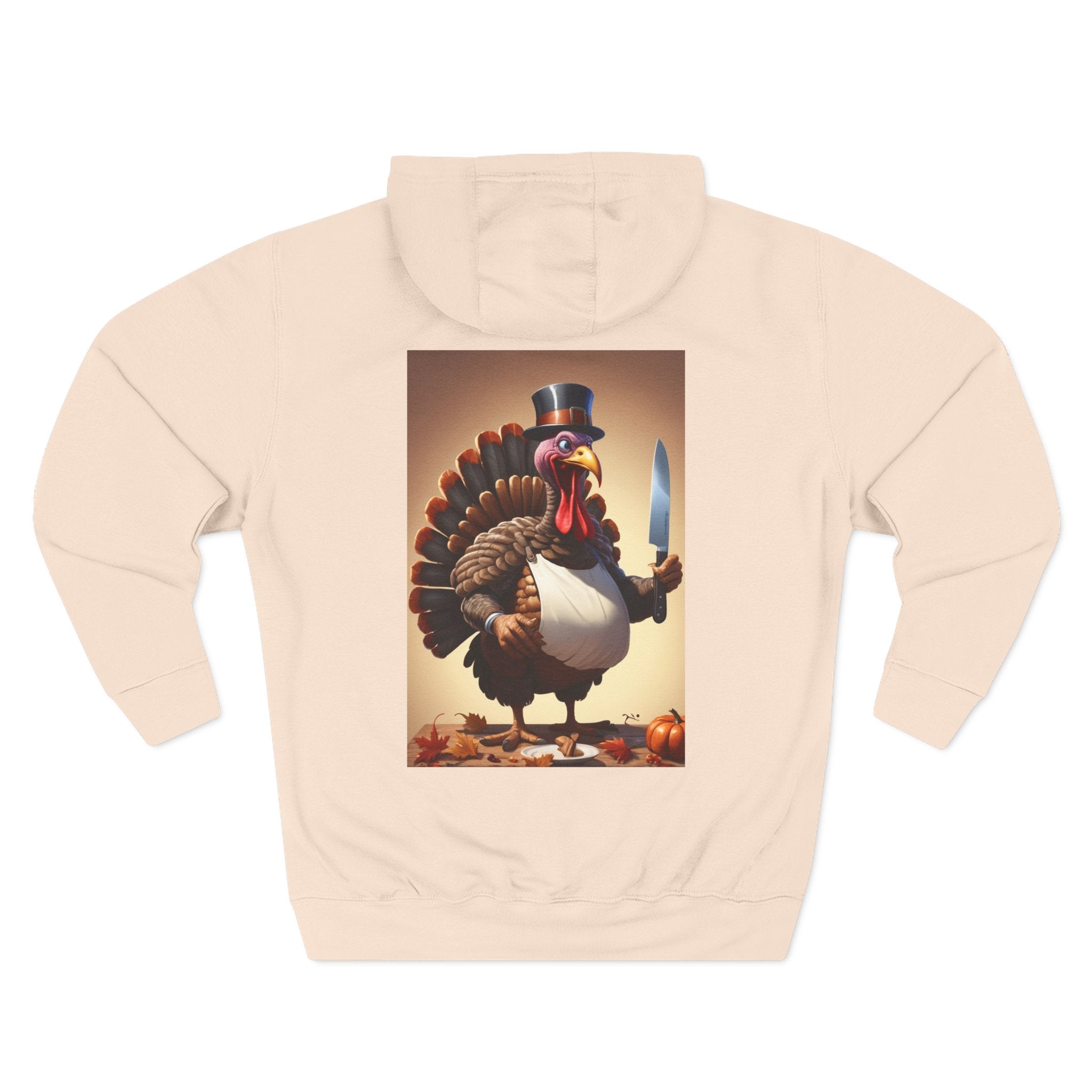 Thanksgiving Turkey Hoodie, Turkey on the defensive, Funny Fleece Sweatshirt, Fall Apparel, Holiday Gift, Autumn Fashion, Cozy Wear
