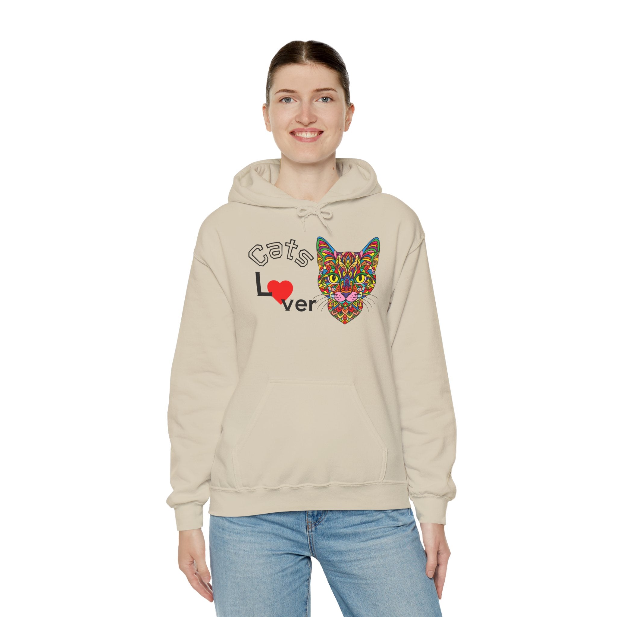 Colorful Cats Lover Hoodie, Unisex Sweatshirt, Cozy Fashion, Nature Lover Gift, Fall Apparel, Eco-Friendly Clothing, Cats lover