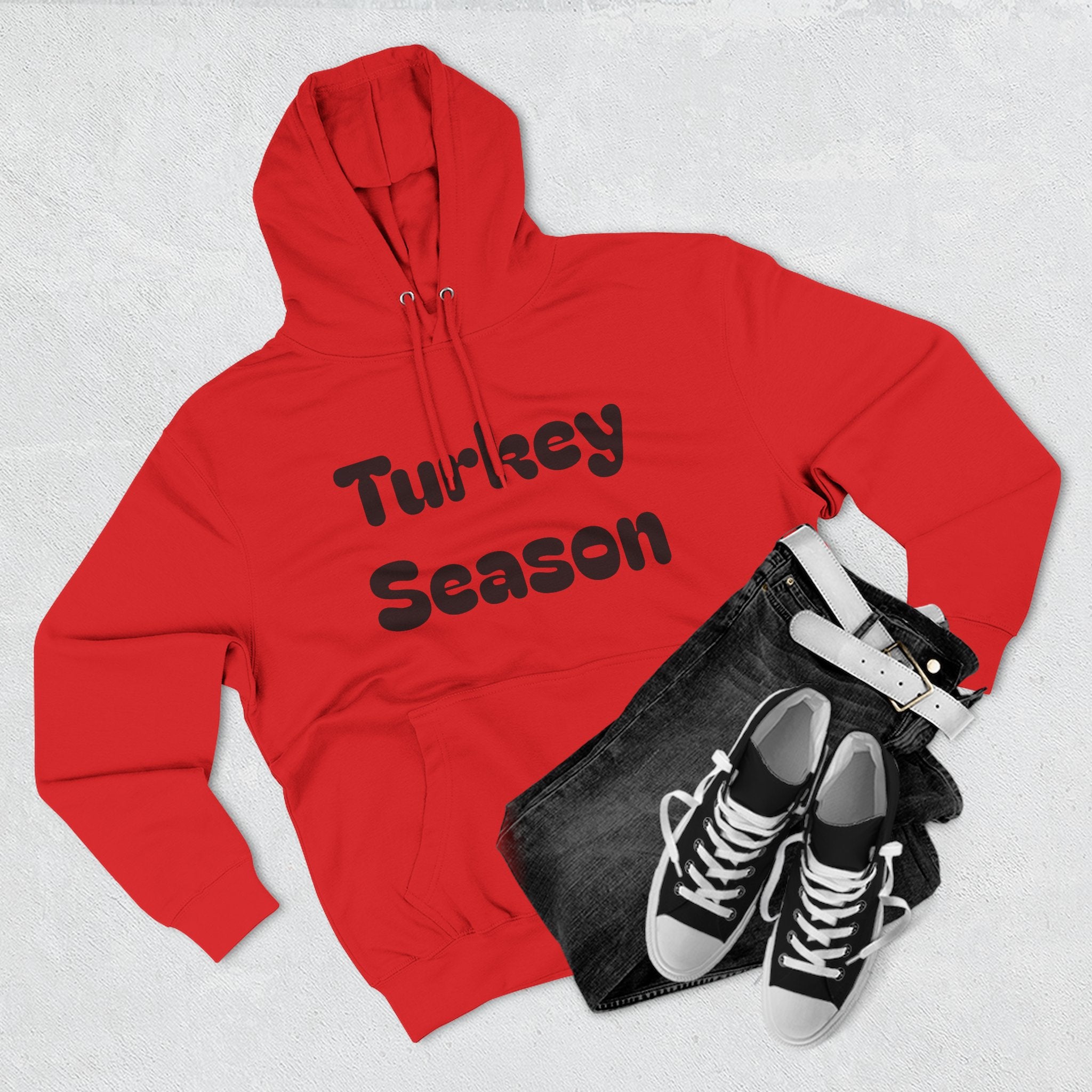 Thanksgiving Turkey Hoodie, Turkey on the defensive, Funny Fleece Sweatshirt, Fall Apparel, Holiday Gift, Autumn Fashion, Cozy Wear