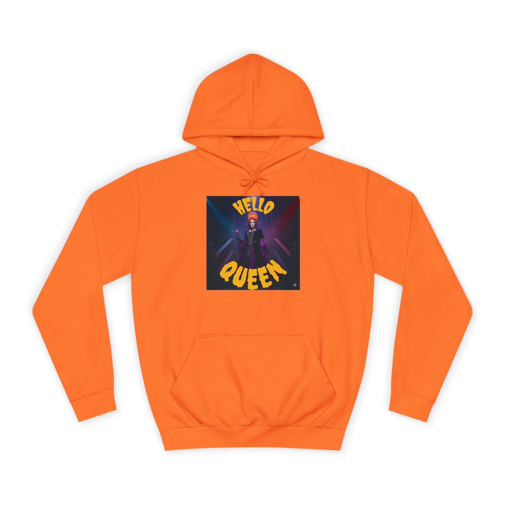 Hello Queen Orange Unisex College Hoodie Orange - Fun, Stylish Sweatshirt for Students, Perfect Gift, Casual Wear, Streetwear