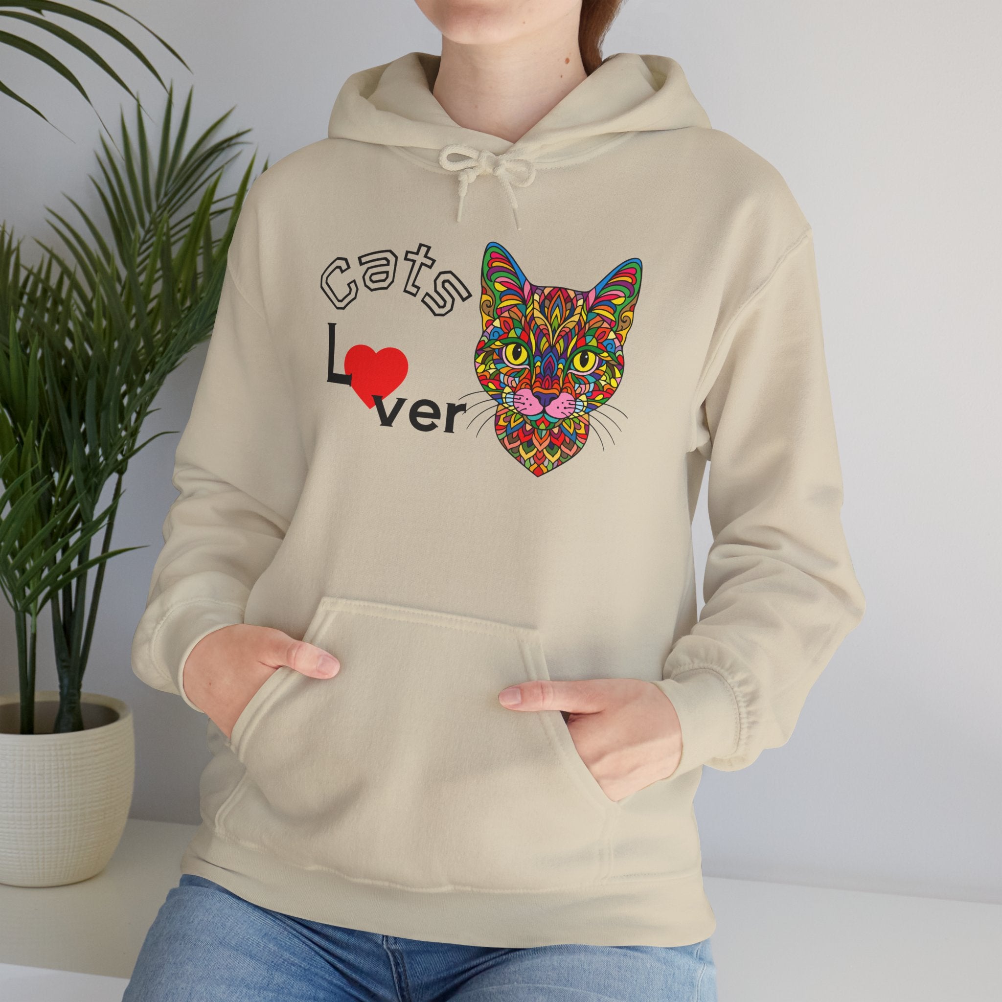 Colorful Cats Lover Hoodie, Unisex Sweatshirt, Cozy Fashion, Nature Lover Gift, Fall Apparel, Eco-Friendly Clothing, Cats lover
