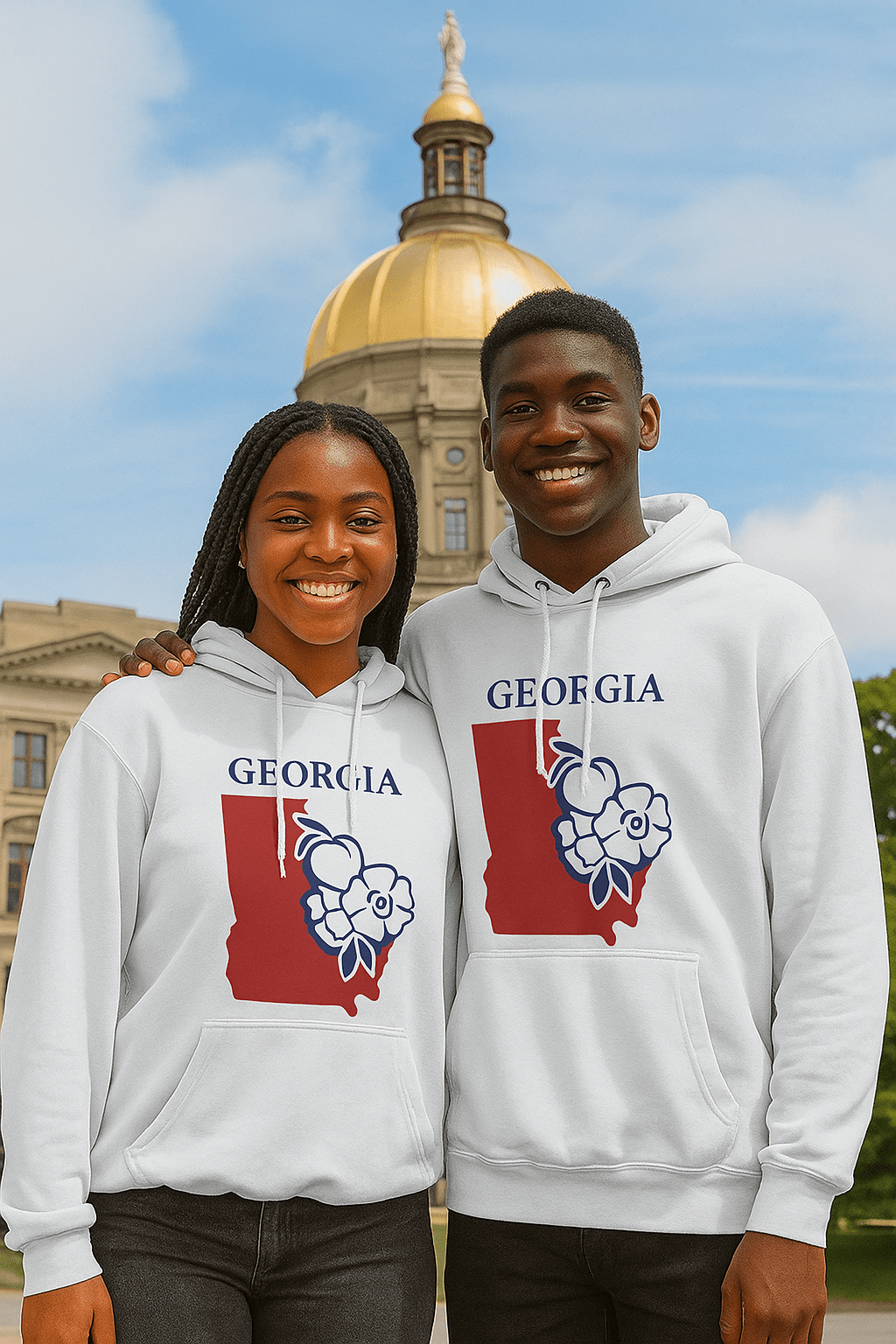 Georgia Pride Unisex White Hoodie for Winter Glamour