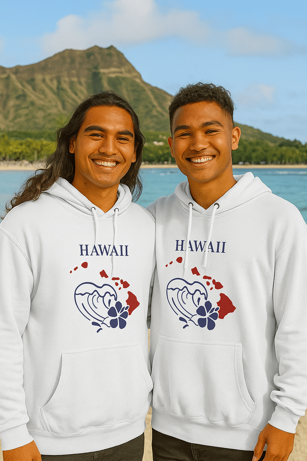 Hawaii Pride Unisex White Hoodie for Winter Glamour