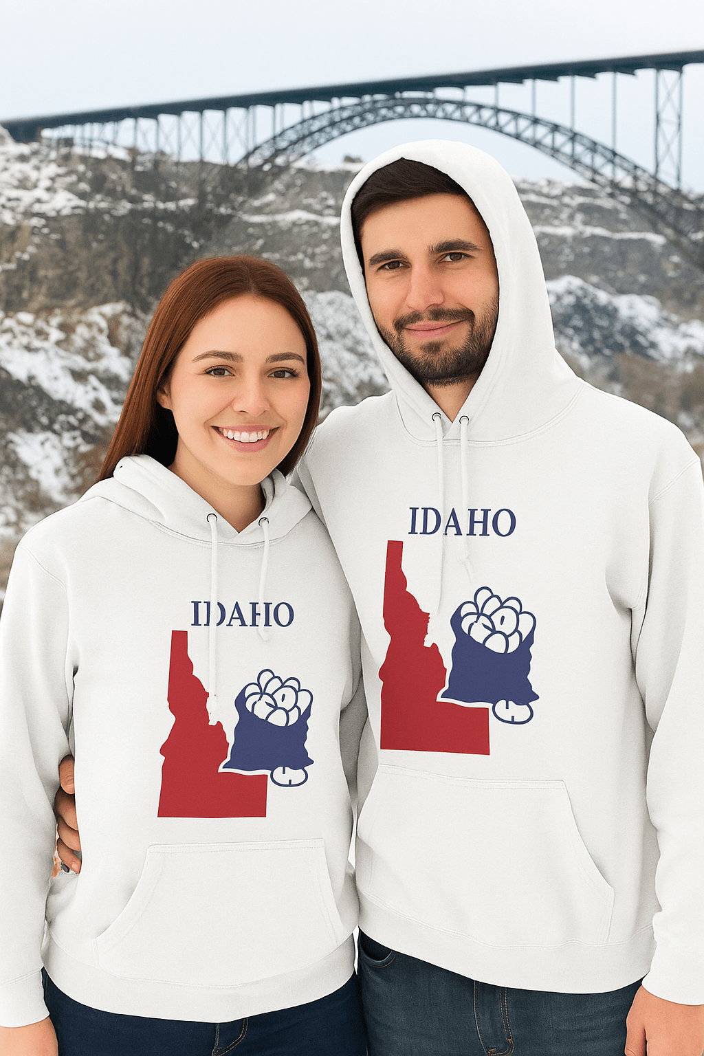 Idaho Pride Unisex White Hoodie for Winter Glamour