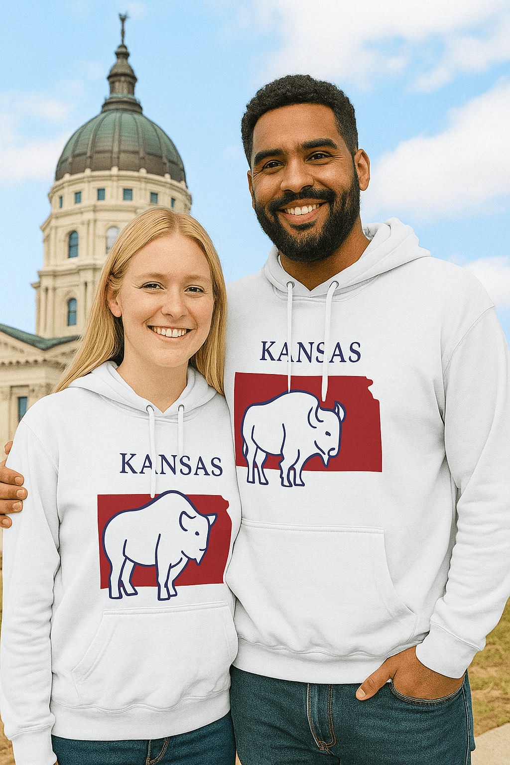 Kansas Pride Unisex White Hoodie for Winter Glamour
