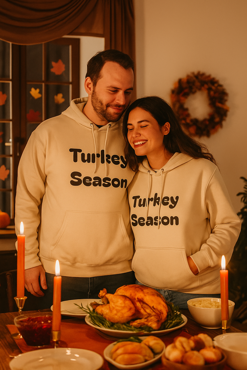 Thanksgiving Turkey Hoodie, Turkey on the defensive, Funny Fleece Sweatshirt, Fall Apparel, Holiday Gift, Autumn Fashion, Cozy Wear