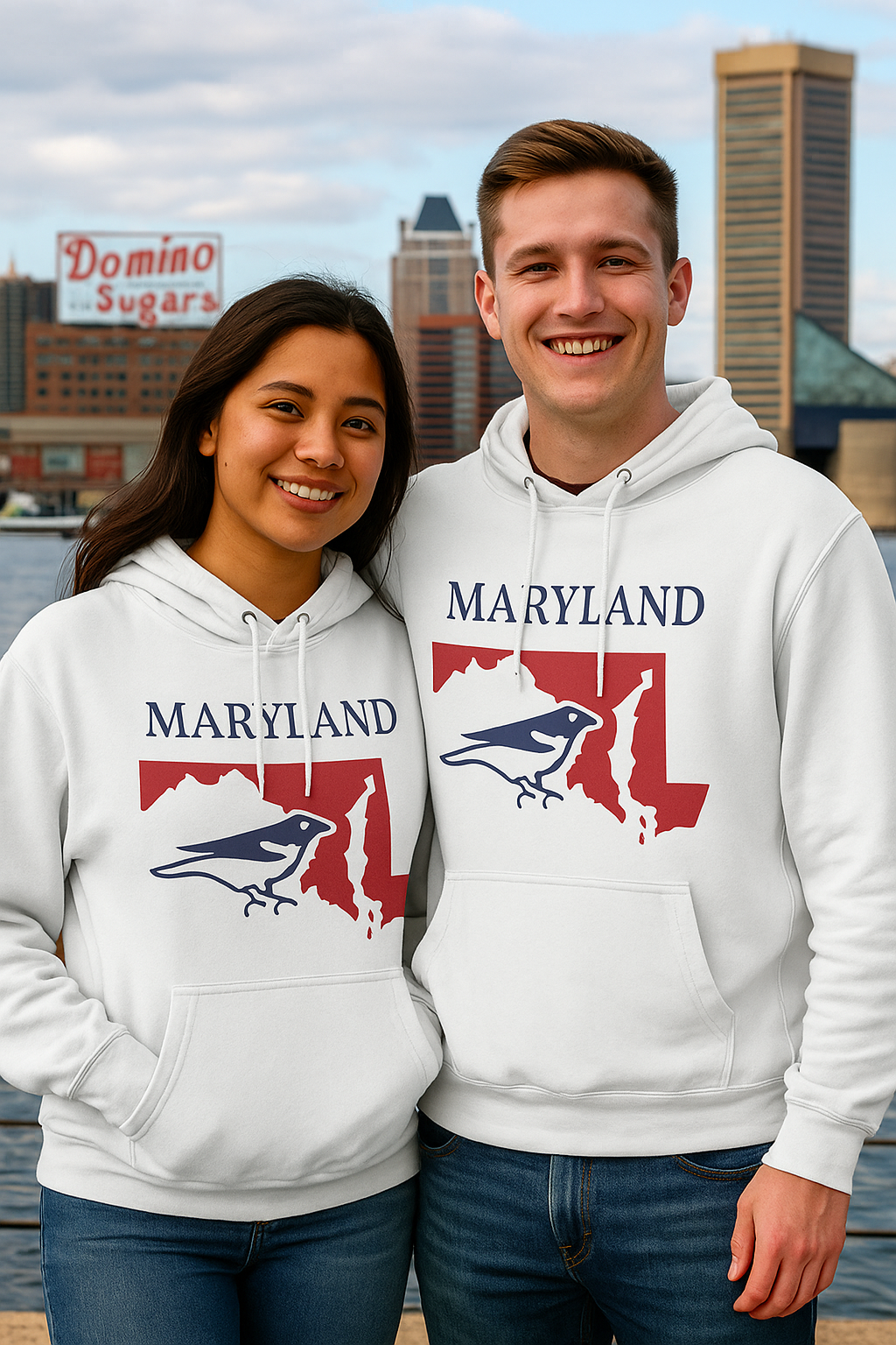 Maryland Pride Unisex White Hoodie for Winter Glamour