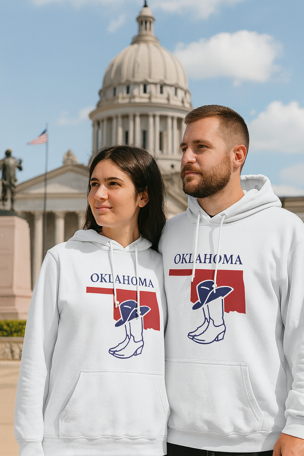 Oklahoma Pride Unisex White Hoodie for Winter Glamour