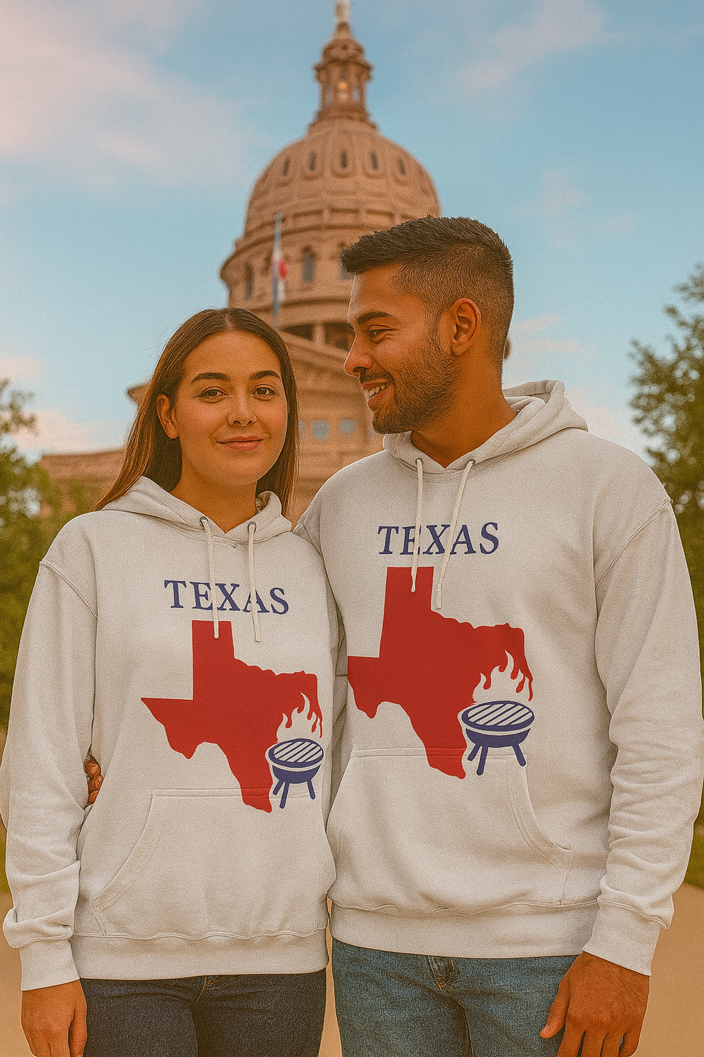 Texas Pride Unisex White Hoodie for Winter Glamour
