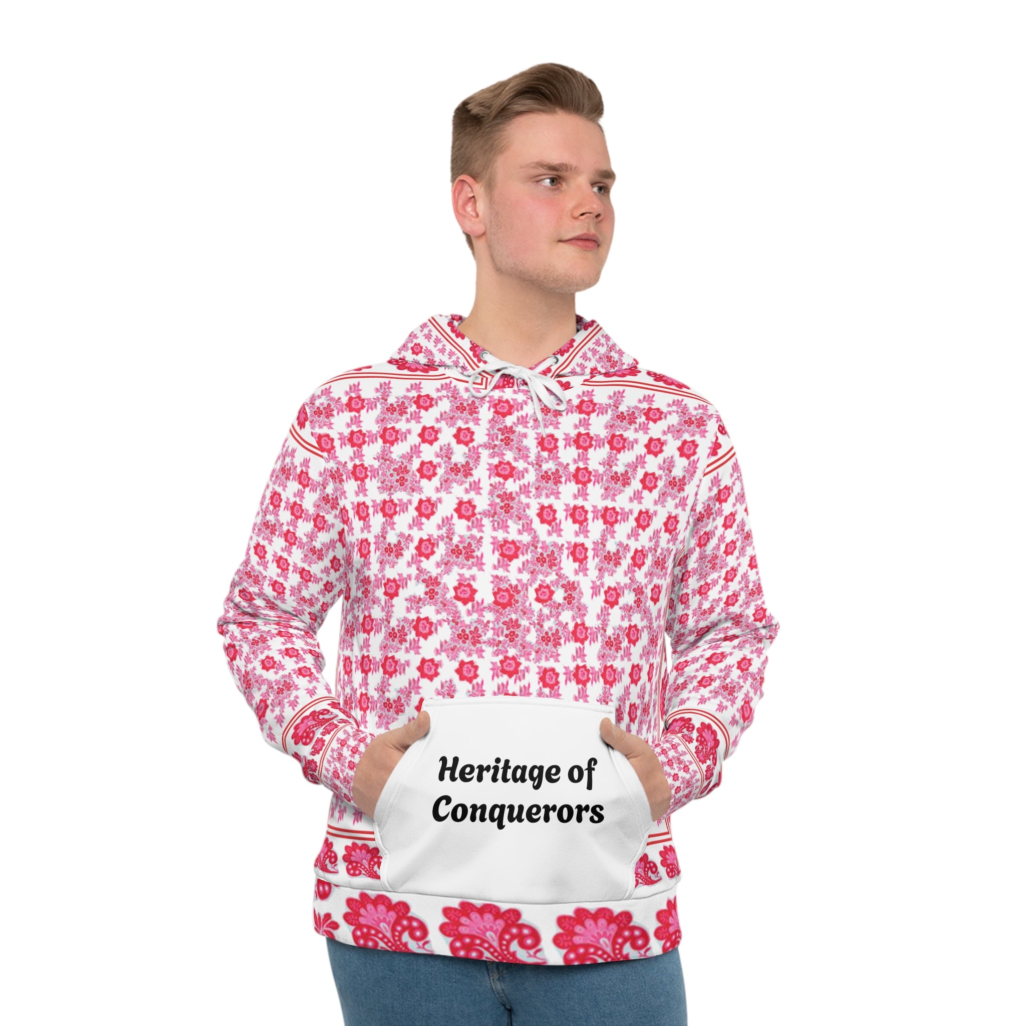 Watermelon Shawl Heritage of Conquerors Men's Hoodie | Floral AOP Pullover | Cozy Gift for Him | Casual Wear | Unique Streetwear | Spring Style