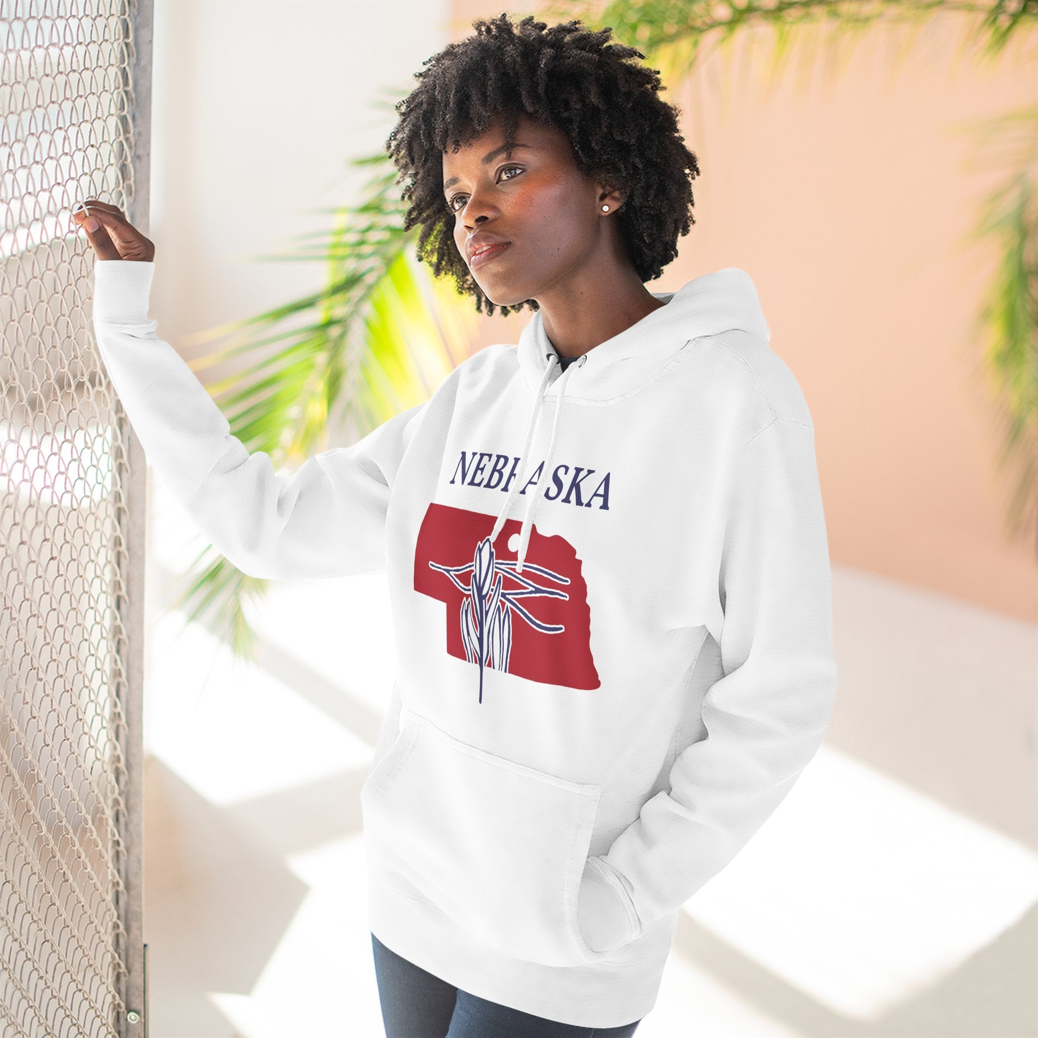 Nebraska Pride Unisex White Hoodie for Winter Glamour