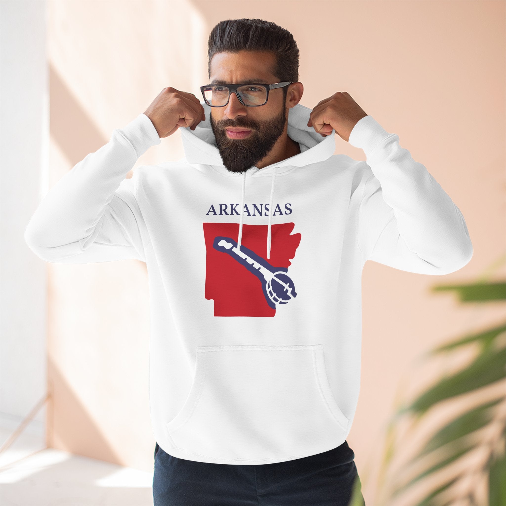Arkansas Pride Unisex White Hoodie for Winter Glamour