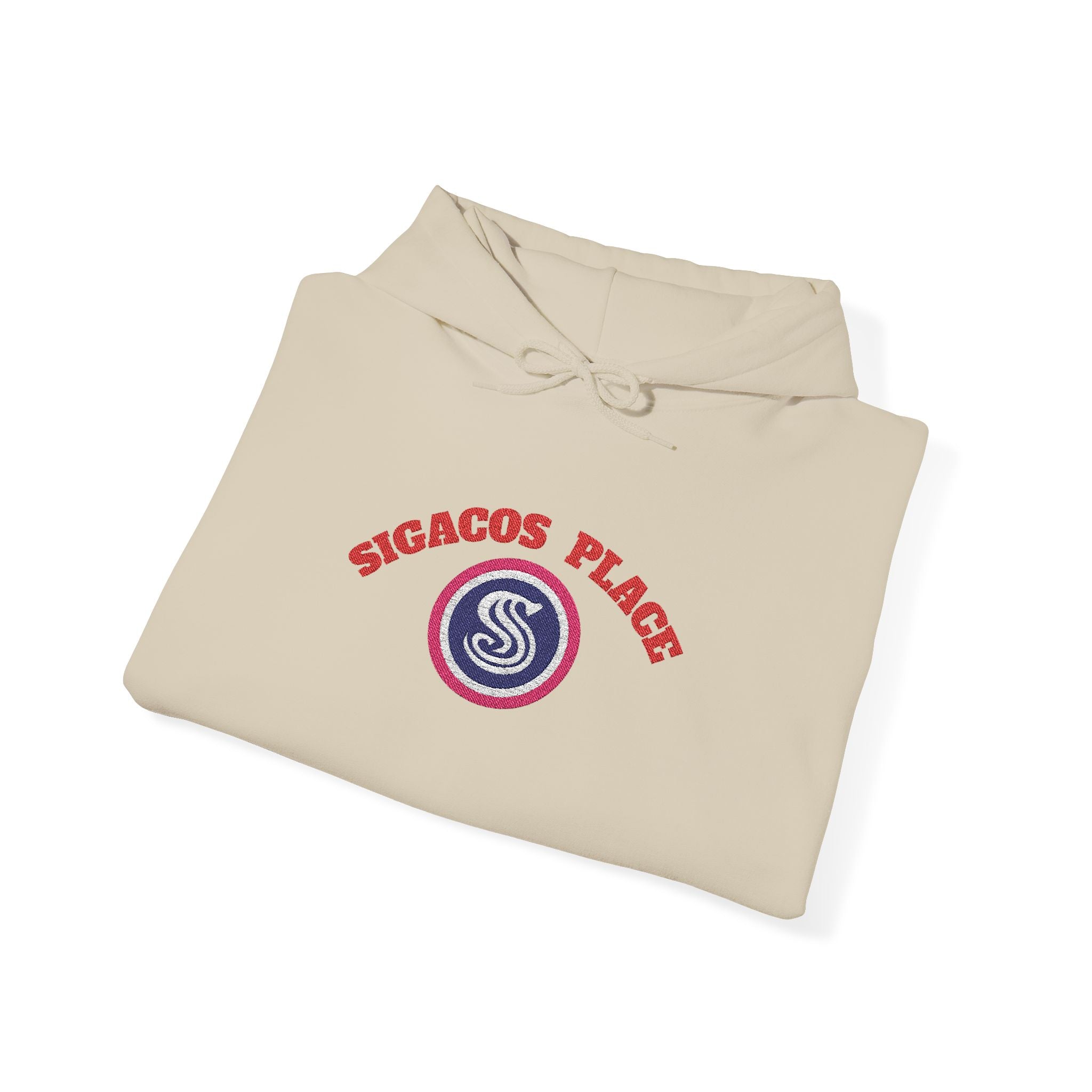 Embroidered unisex "Sigacos Place" sweatshirt - Heavy Blend™ Hooded Sweatshirt