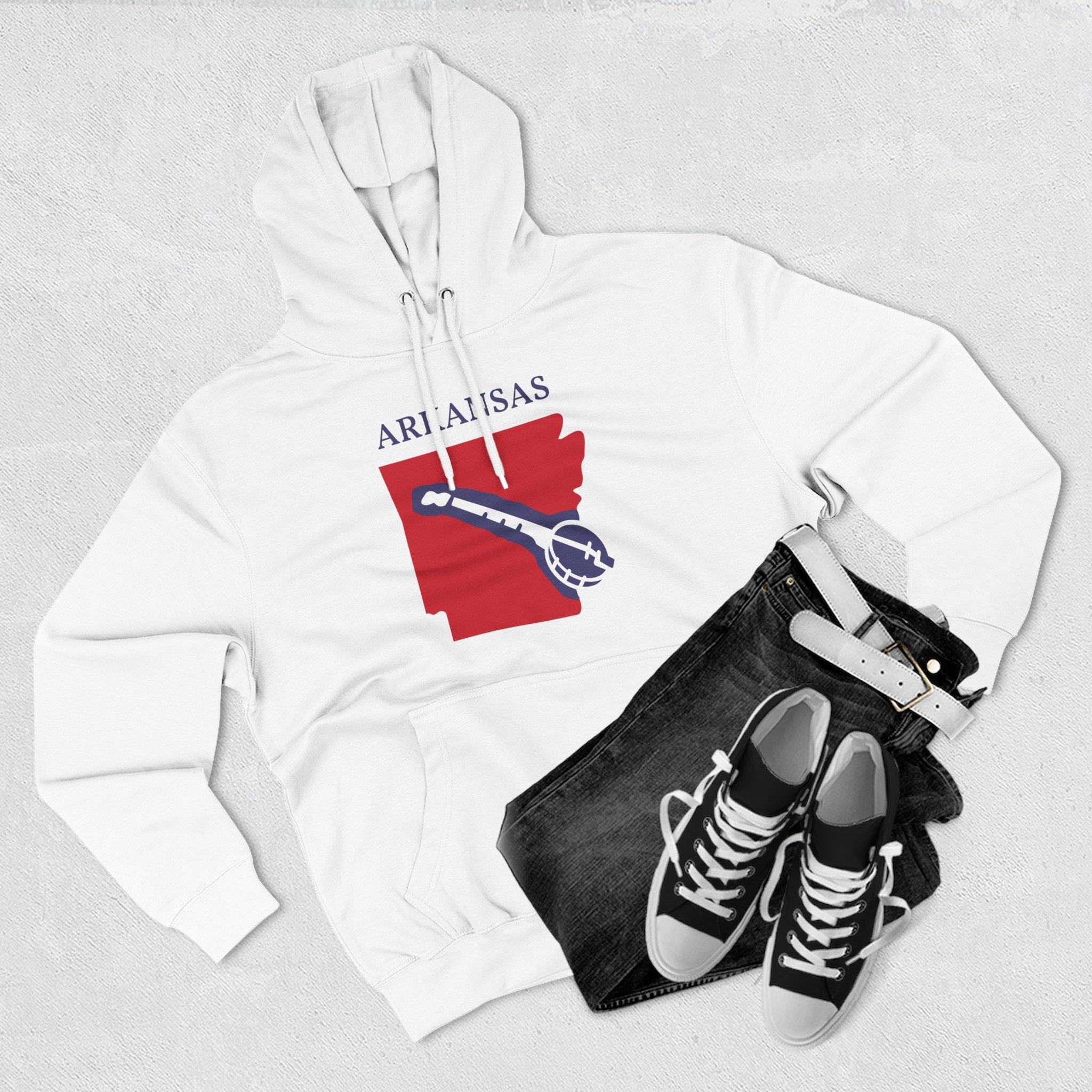 Arkansas Pride Unisex White Hoodie for Winter Glamour