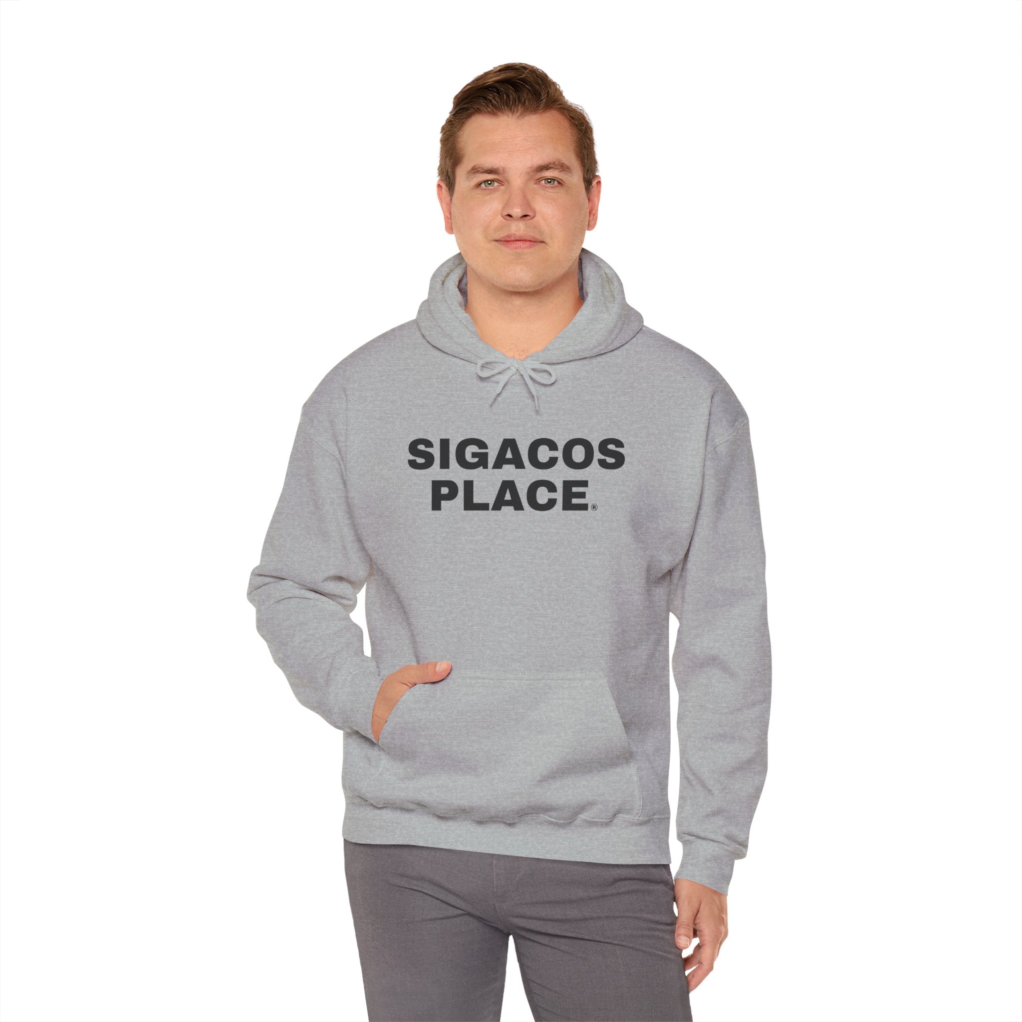 Unisex "SIGACOS PLACE" Gray Heavy Blend™ Hooded Sweatshirt