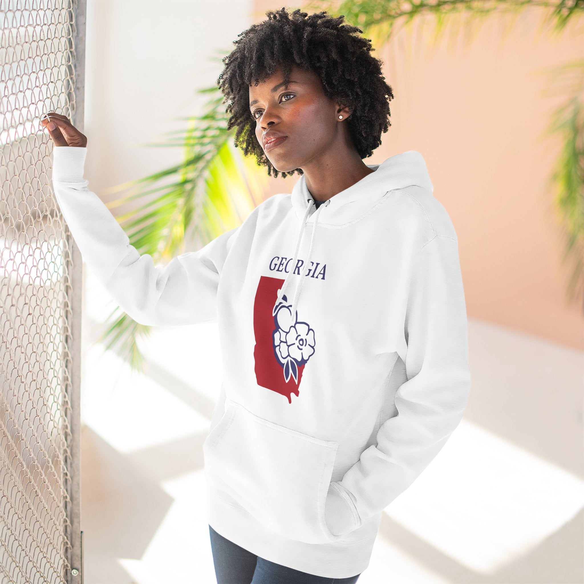 Georgia Pride Unisex White Hoodie for Winter Glamour