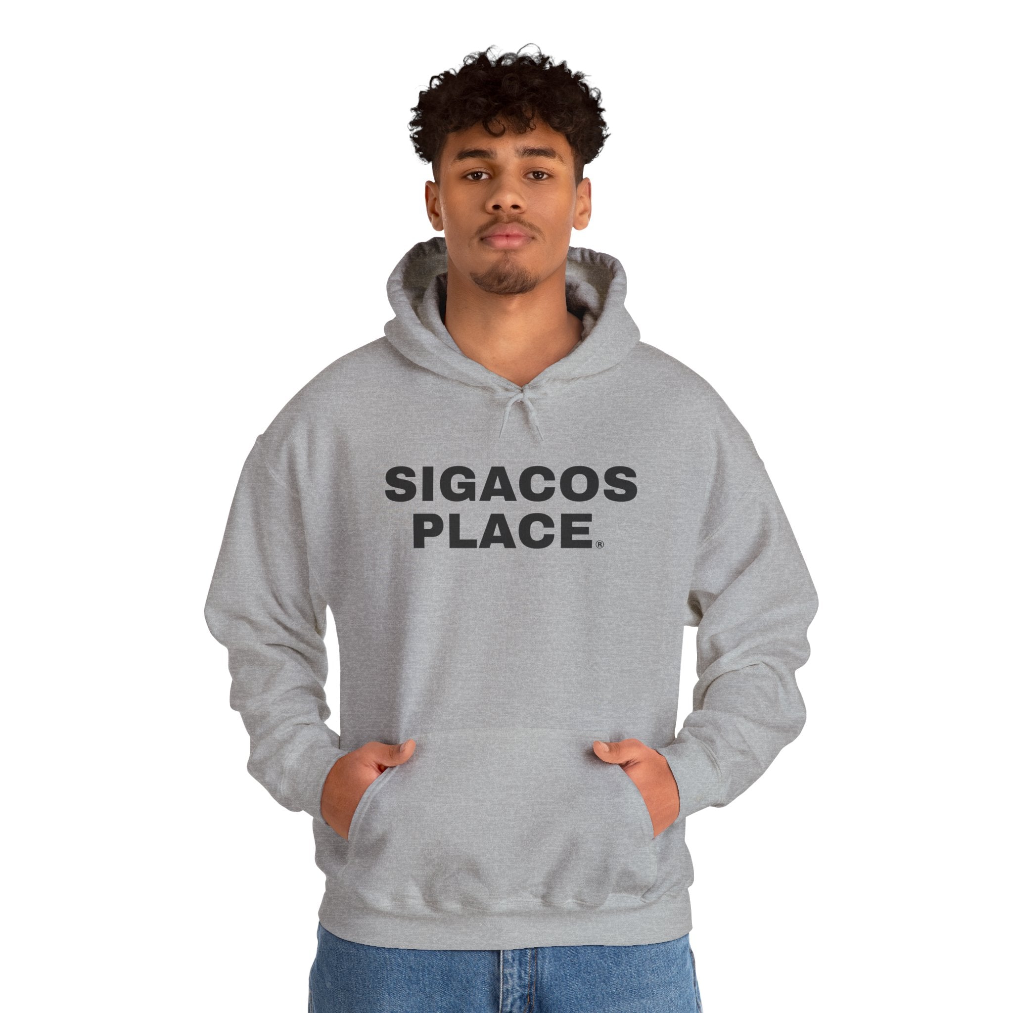 Unisex "SIGACOS PLACE" Gray Heavy Blend™ Hooded Sweatshirt