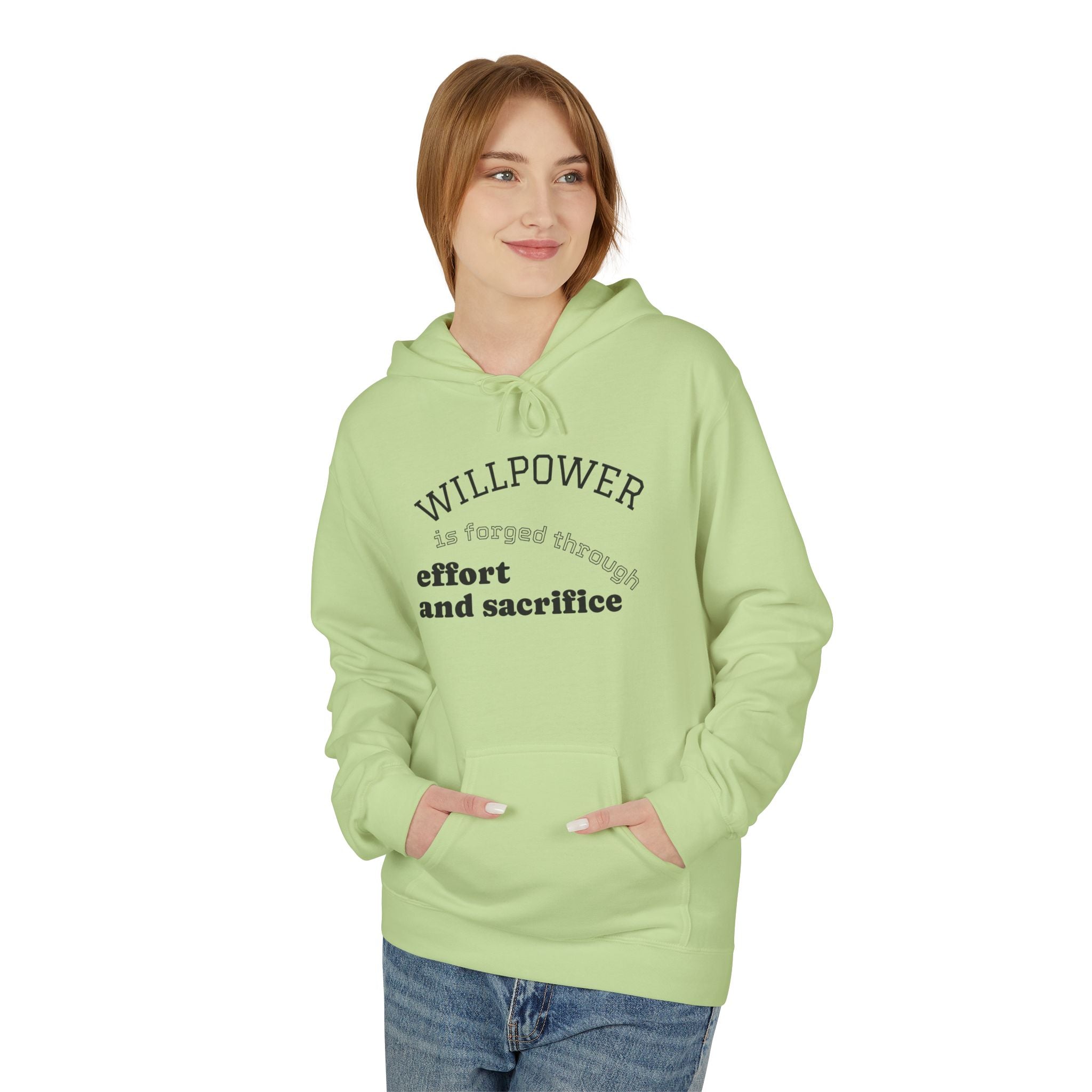 Willpower Eco-Friendly Hooded Sweatshirt | Motivational Pullover for Fitness Enthusiasts, Perfect for Gym, Casual Wear, and Gifts