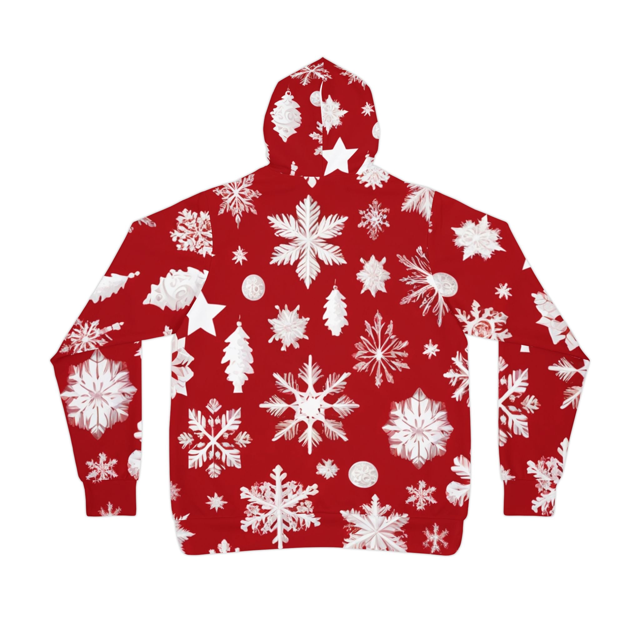 Unisex Red Christmas Hoodie with Snowflakes ❄️ – Festive Hoodie for Couples and Christmas Parties