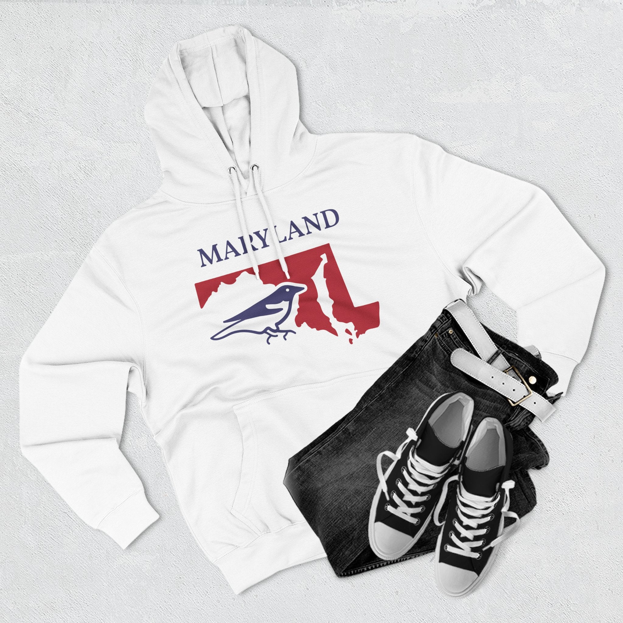 Maryland Pride Unisex White Hoodie for Winter Glamour