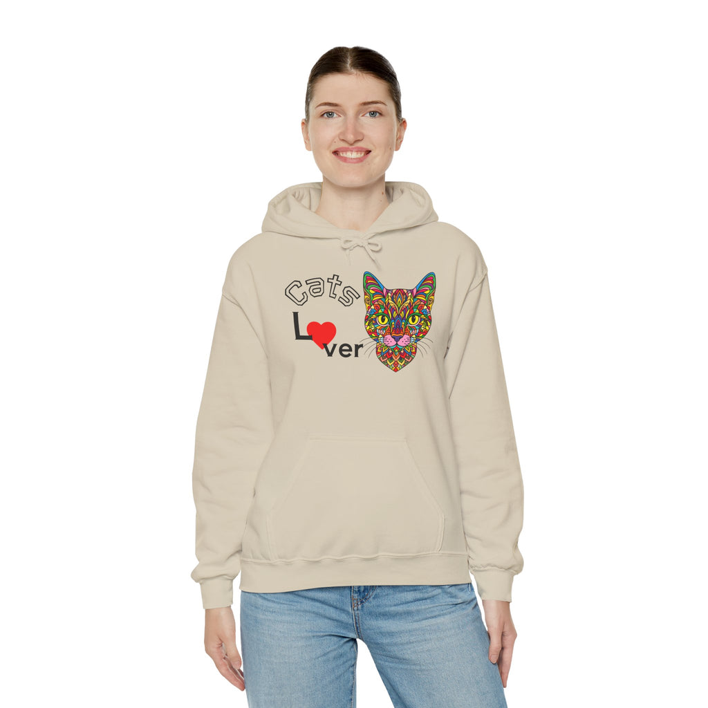 Colorful Cats Lover Hoodie, Unisex Sweatshirt, Cozy Fashion, Nature Lover Gift, Fall Apparel, Eco-Friendly Clothing, Cats lover