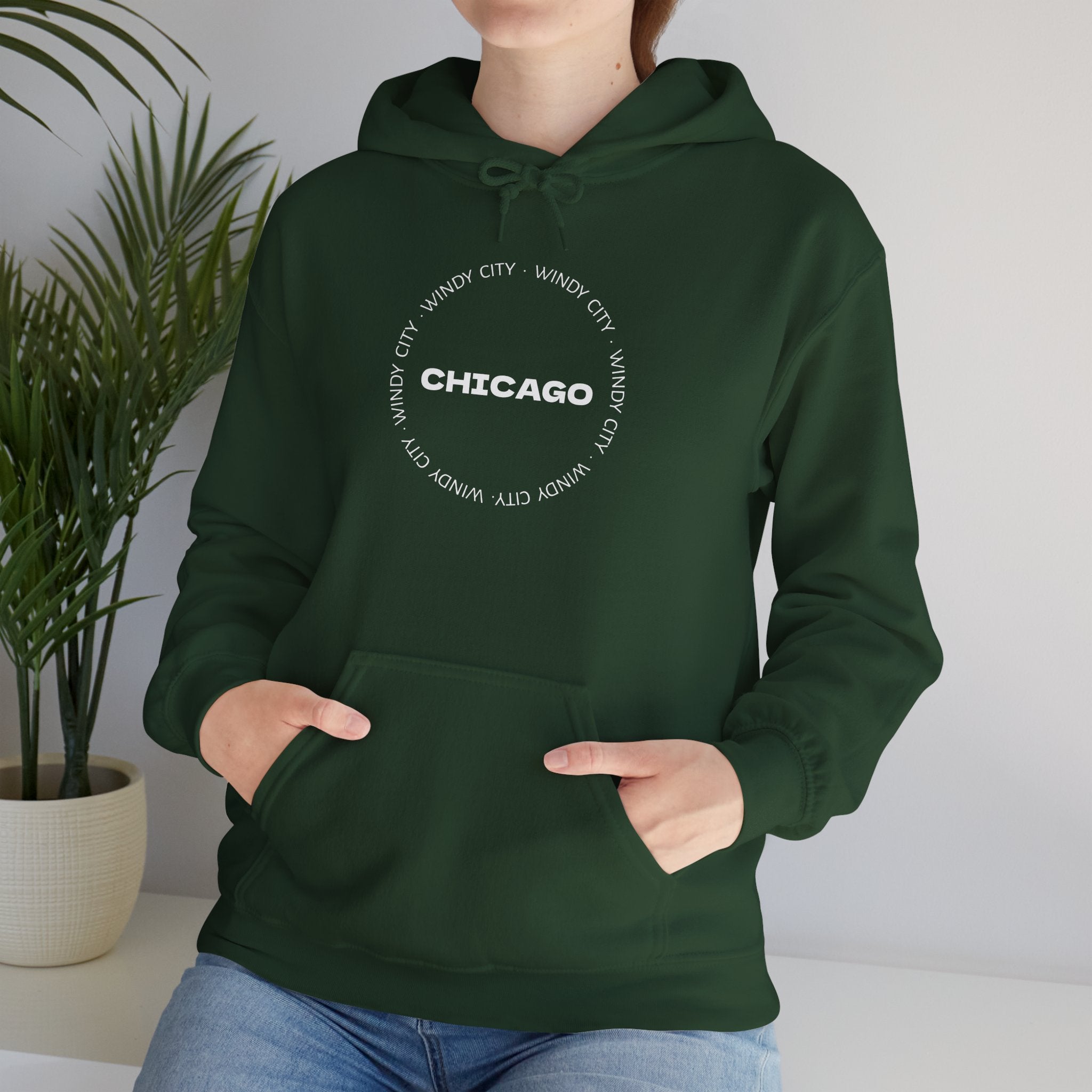 Chicago Vintage Text Unisex Hoodie, Cozy Sweatshirt for Casual Wear, Perfect Gift for Chicagoans, Great for All Seasons, Streetwear Fashion