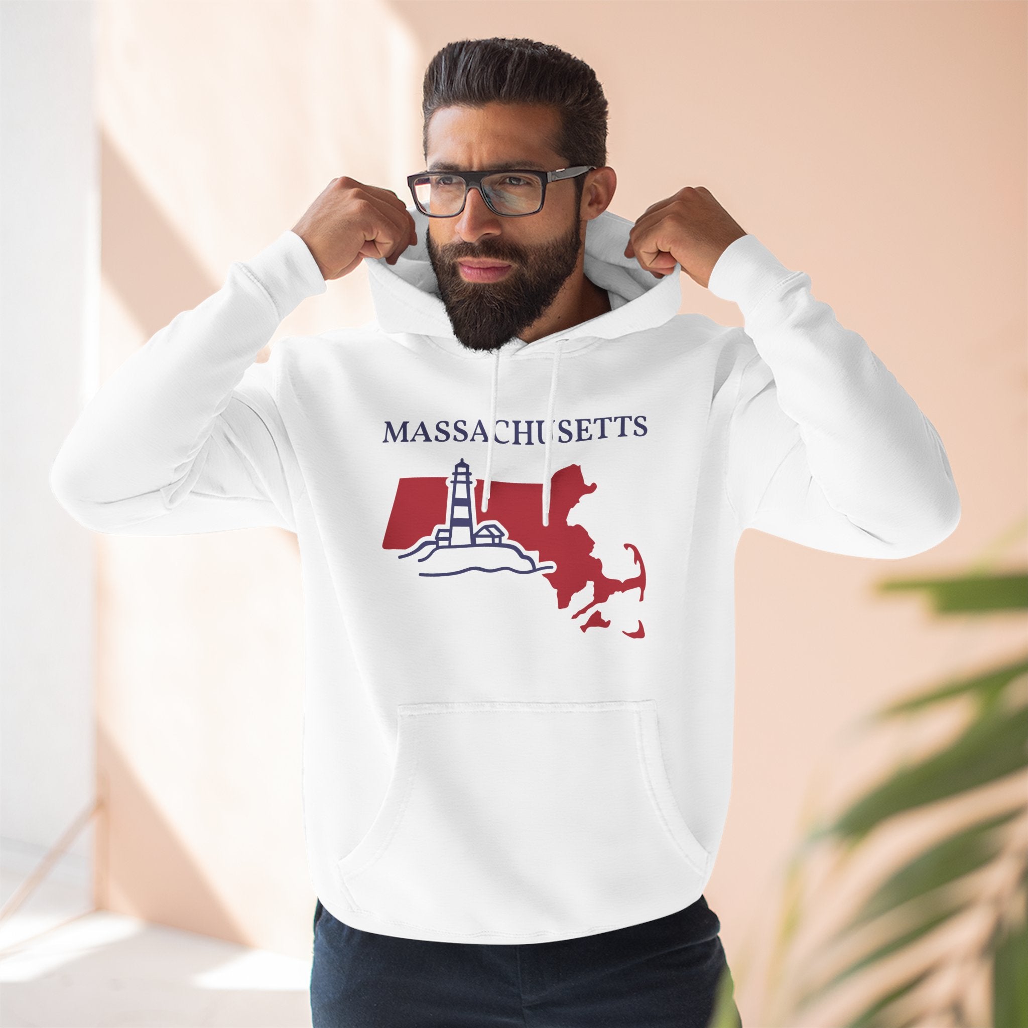 Massachusetts Pride Unisex White Hoodie for Winter Glamour