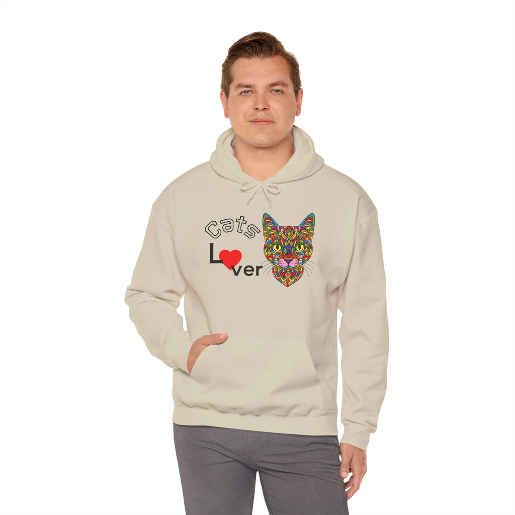 Colorful Cats Lover Hoodie, Unisex Sweatshirt, Cozy Fashion, Nature Lover Gift, Fall Apparel, Eco-Friendly Clothing, Cats lover