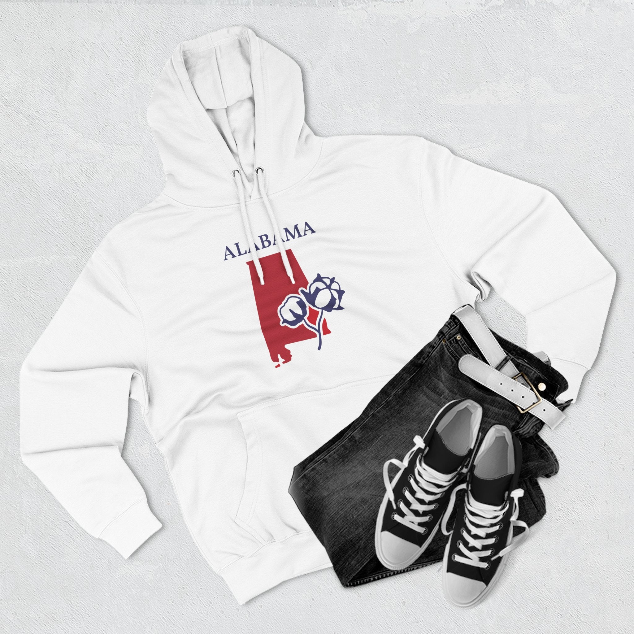 Alabama Pride Unisex White Front Pocket Winter Sweater