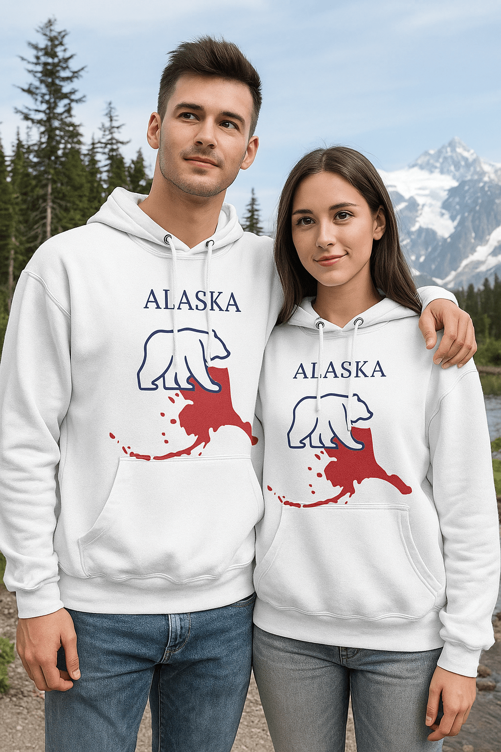 Alaska Pride Unisex White Hoodie for Winter Glamour