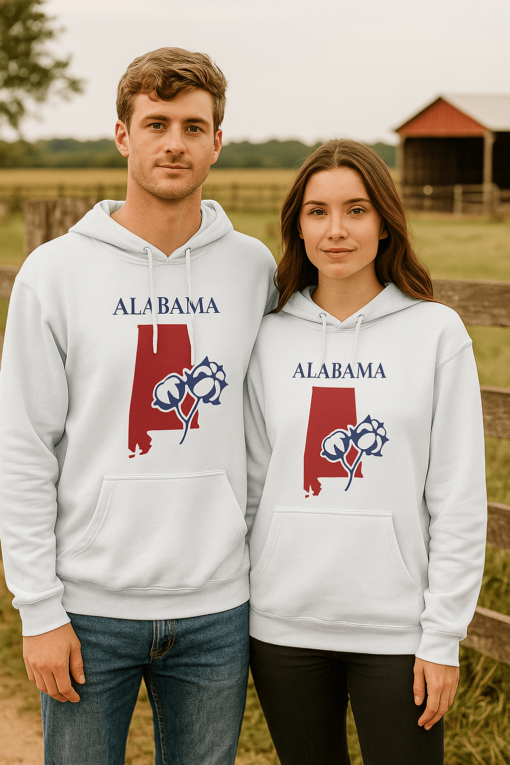 Alabama Pride Unisex White Front Pocket Winter Sweater
