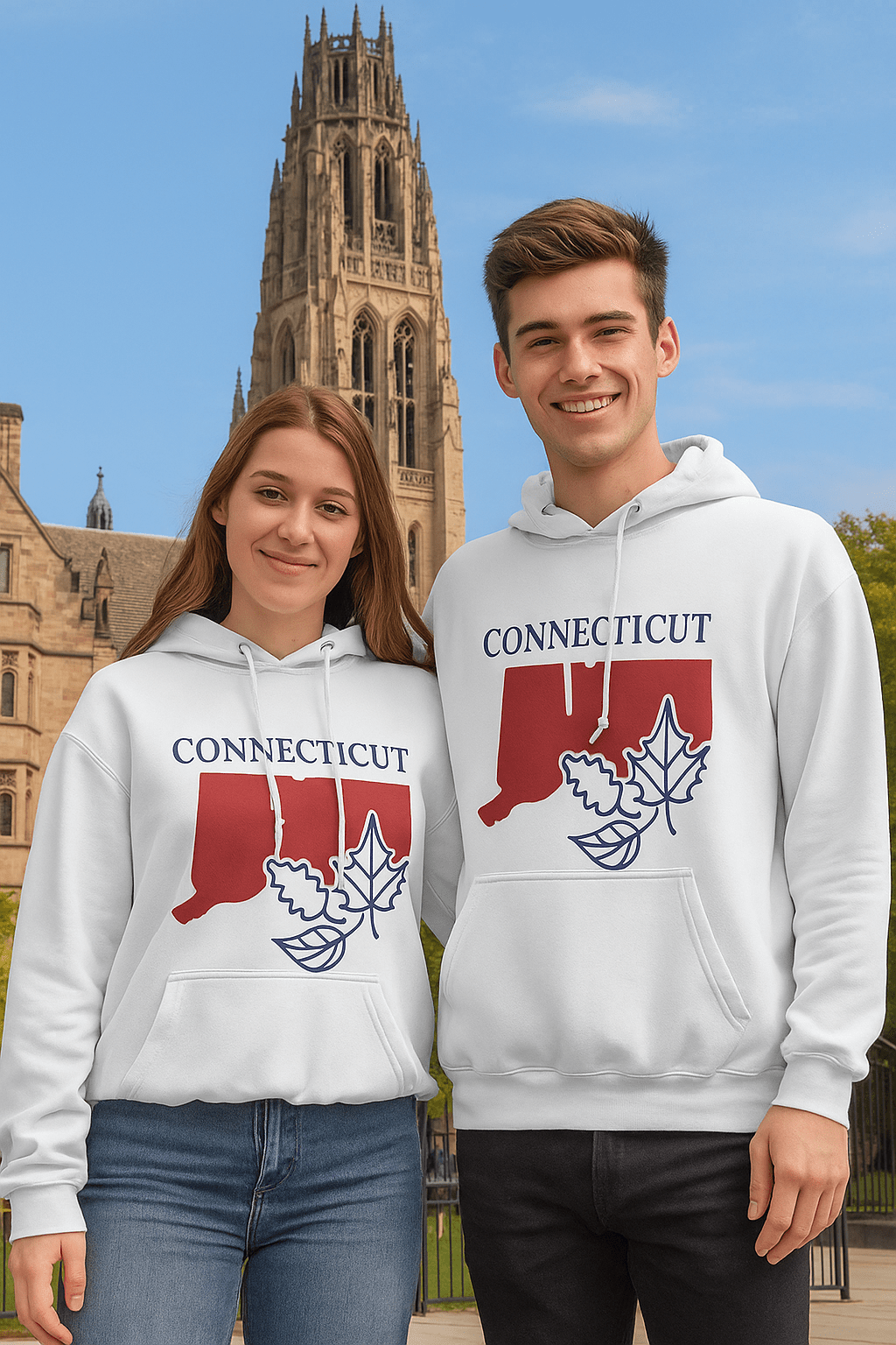 Connecticut Pride Unisex White Hoodie for Winter Glamour