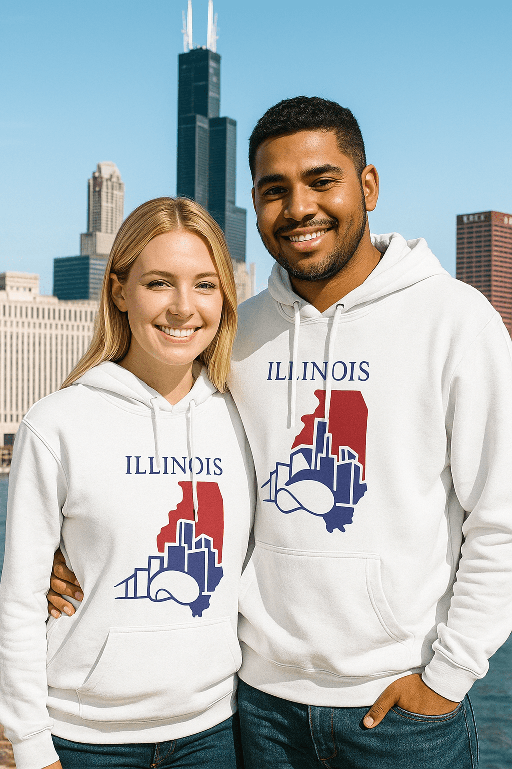 Illinois Pride Unisex White Hoodie for Winter Glamour