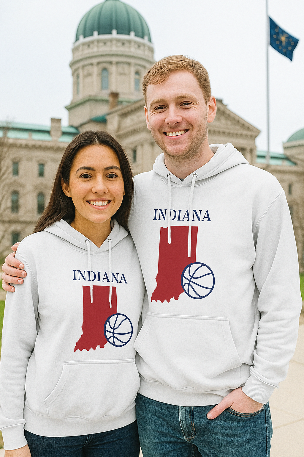 Indiana Pride Unisex White Hoodie for Winter Glamour