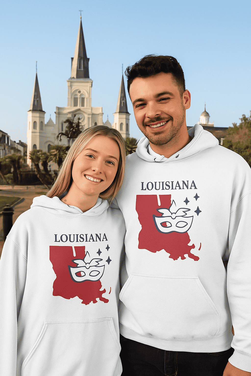 Louisiana Pride Unisex White Hoodie for Winter Glamour