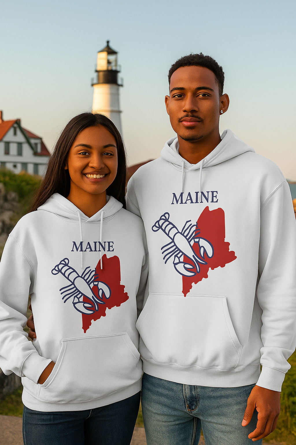 Maine Pride Unisex White Hoodie for Winter Glamour