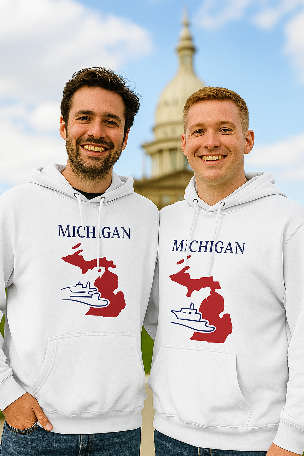 Michigan Pride Unisex White Hoodie for Winter Glamour
