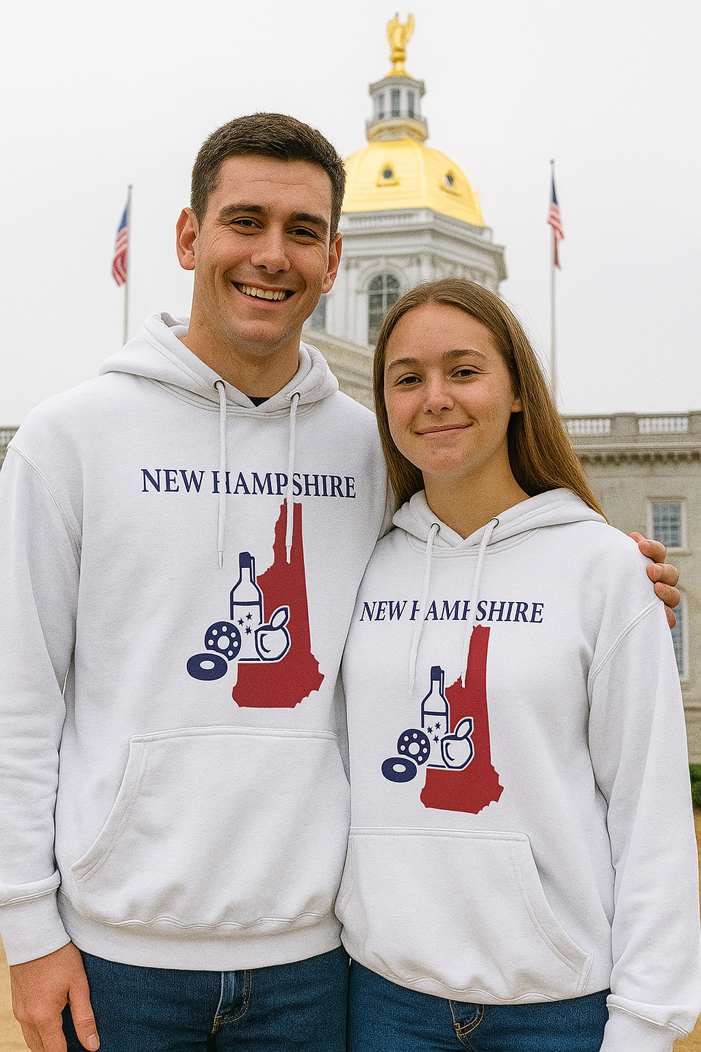 New Hampshire Pride Unisex White Hoodie for Winter Glamour