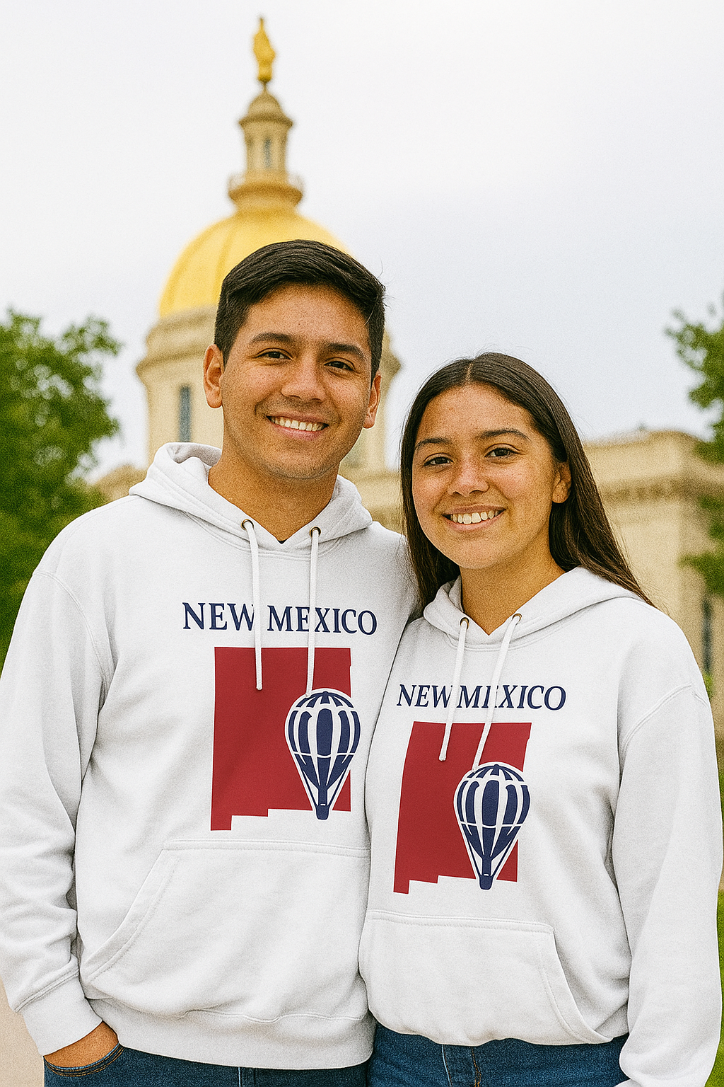 New Mexico Pride Unisex White Hoodie for Winter Glamour