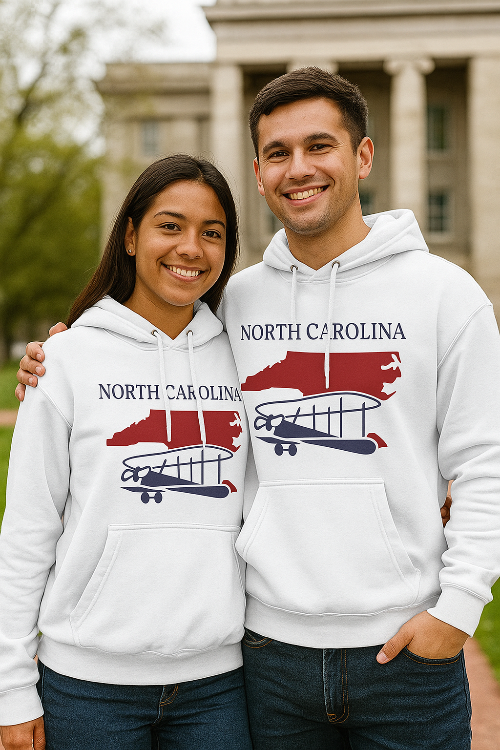 North Carolina Pride Unisex White Hoodie for Winter Glamour