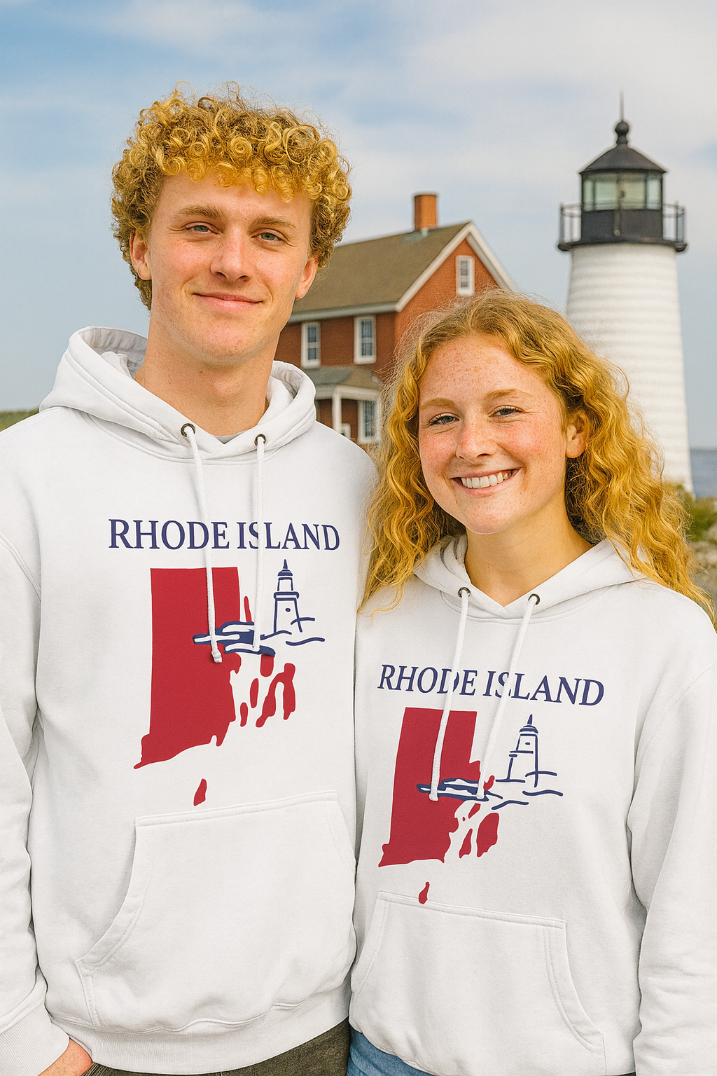 Rhode Island Pride Unisex White Hoodie for Winter Glamour