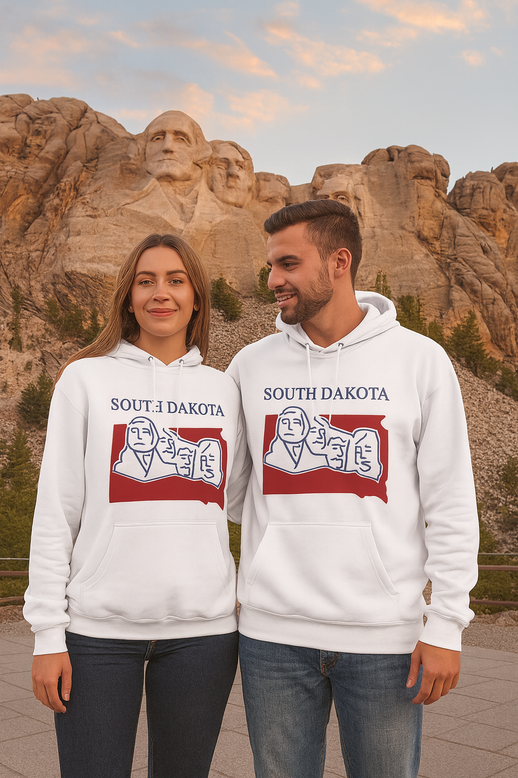 South Dakota Pride Unisex White Hoodie for Winter Glamour
