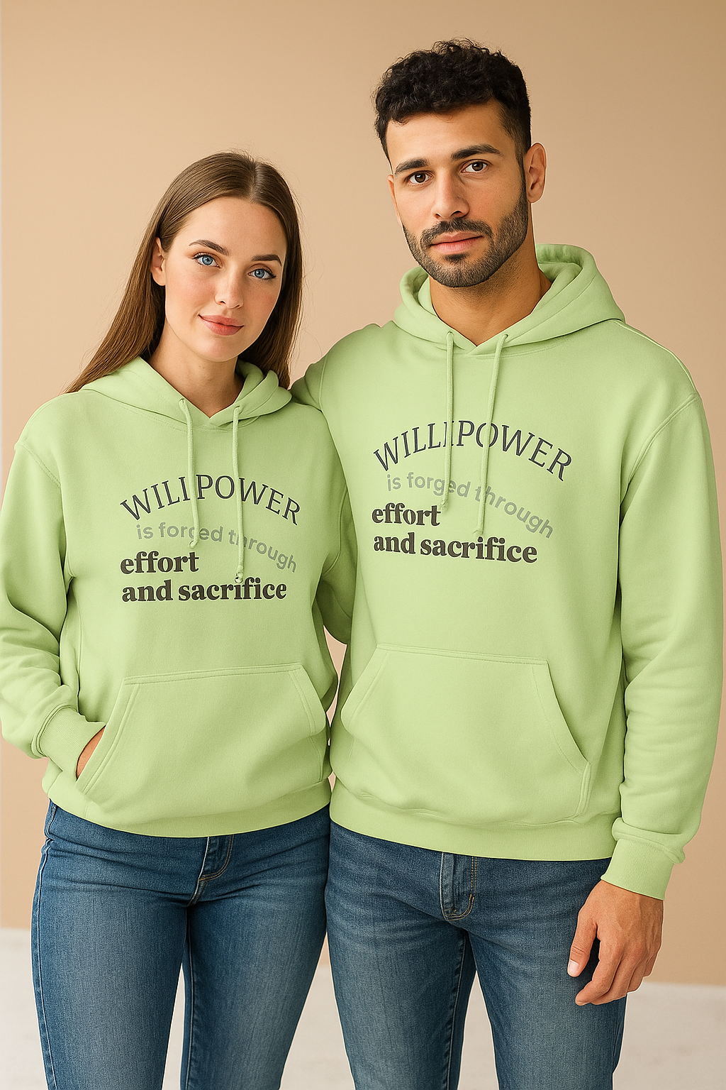 Willpower Eco-Friendly Hooded Sweatshirt | Motivational Pullover for Fitness Enthusiasts, Perfect for Gym, Casual Wear, and Gifts
