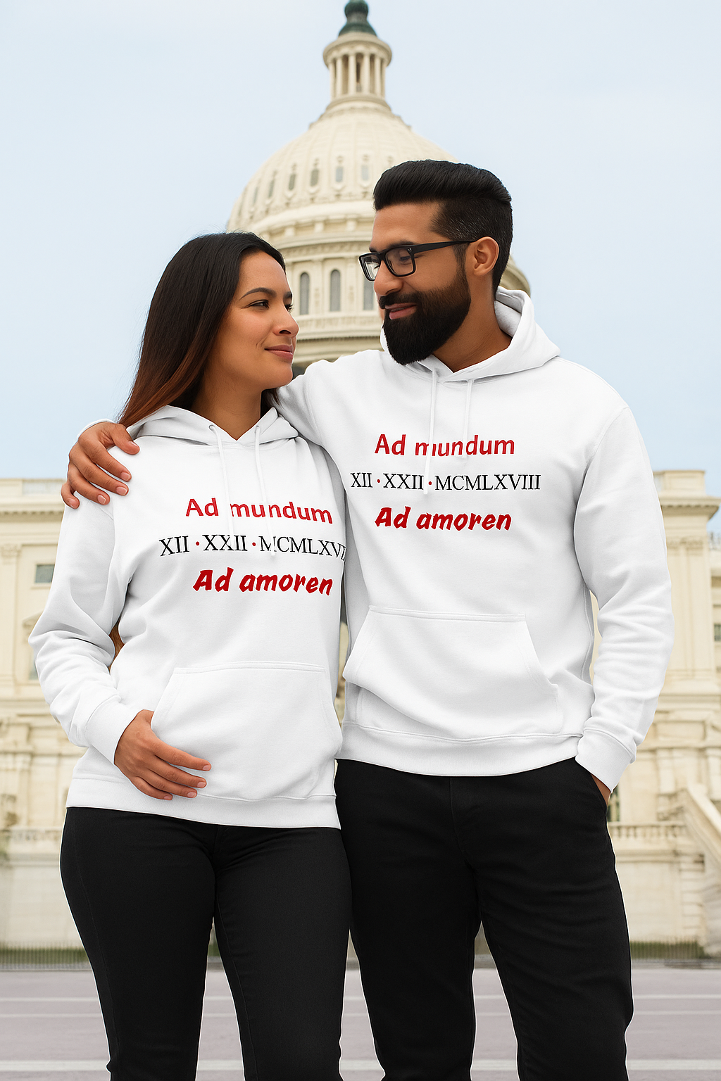 Hoodies for couples with Roman numerals to personalize with your birthdate