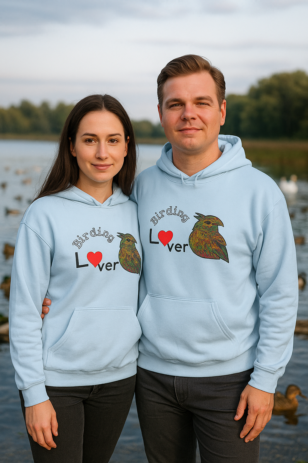 Birding Couples Hoodie, Cozy Fashion, Nature Lover Gift, Fall Apparel, Eco-Friendly Clothing, Birds