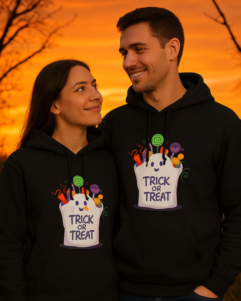 Halloween Trick or Treat Ghost Hoodie, Cozy Fall Apparel, Spooky Season Gift, Halloween Costume Hoodie, Unisex Warm Hoodie