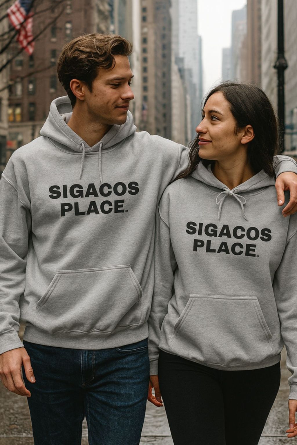 Unisex "SIGACOS PLACE" Gray Heavy Blend™ Hooded Sweatshirt