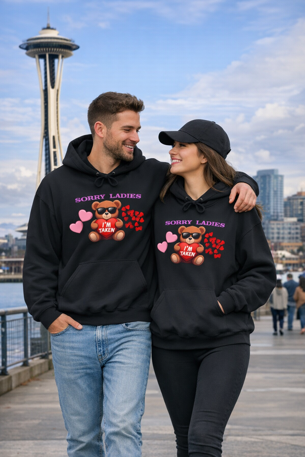Sorry Ladies I'm Taken Hoodie for Couples– Cute Teddy Bear Valentine’s Day Pullover