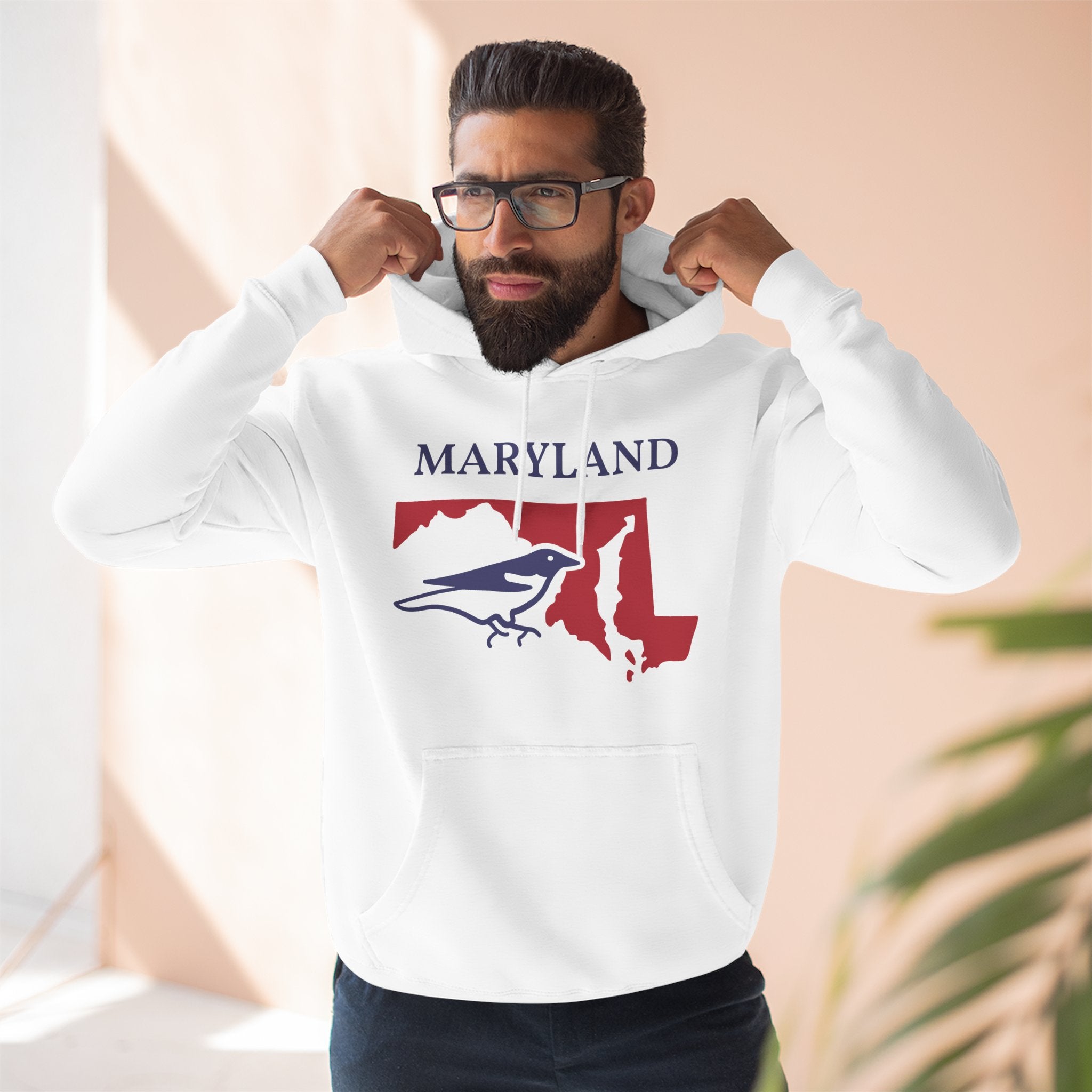 Maryland Pride Unisex White Hoodie for Winter Glamour